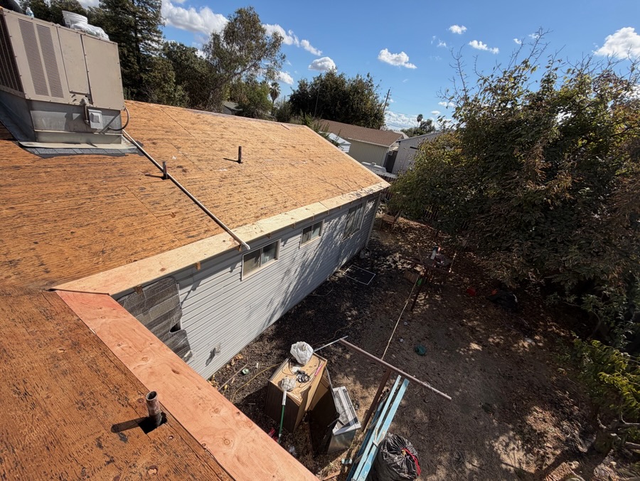 Roof replacement in progress